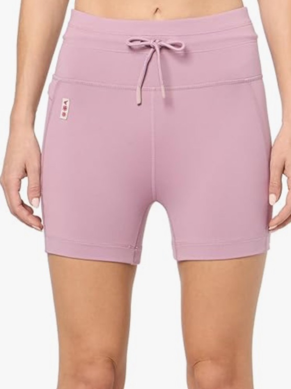 Chic Nation Mauve Drawstring High-Rise Bike Shorts
